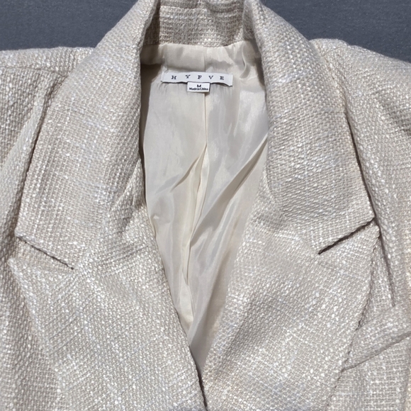 HYFVE Cream Double-Breasted Blazer New In Poly Bag Medium PTP 19 - Picture 4 of 5